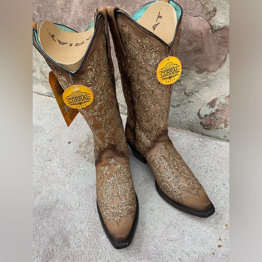 Nwt Corral Saddle Glitter Swirl Overlay Boots Sz 9.5